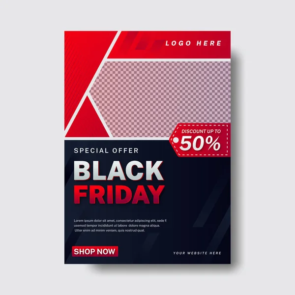 Black Red Black Black Friday Promotional Flyer Design Template — стоковый вектор