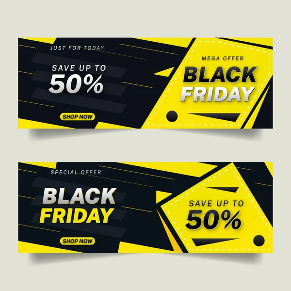 Black Friday Mega Nabídka Web Banner Design Premium Template — Stockový vektor