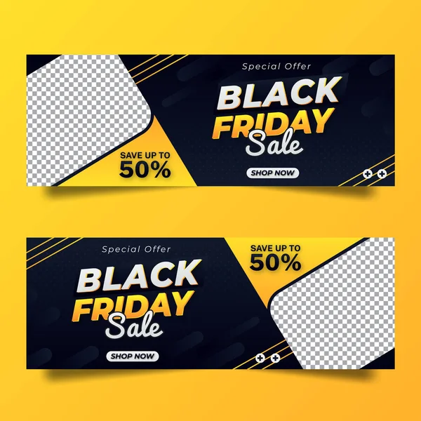 Black Friday Prodej Plochý Web Banner Design Šablony — Stockový vektor