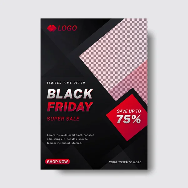 Modern Black Friday Sale Flat Design Flyer Template — Stockový vektor