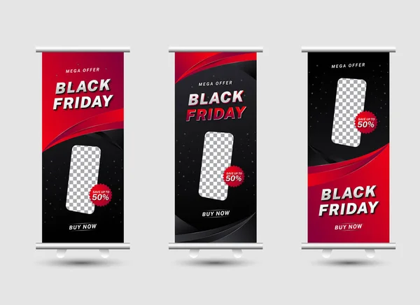 Speciální Nabídka Black Friday Propagační Roll Banner Design Template — Stockový vektor