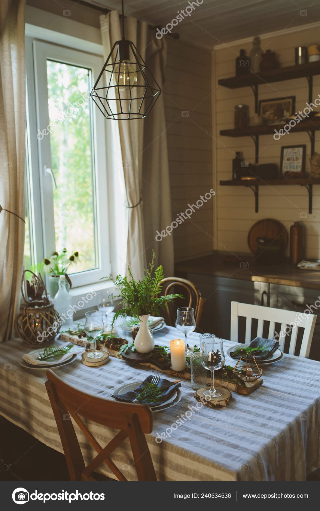 Rustic Country Kitchen Interior Festive Table Setting Summer ...