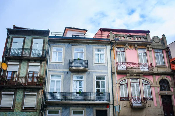 Traditionele Gevels Van Oude Huizen Porto Portugal — Stockfoto