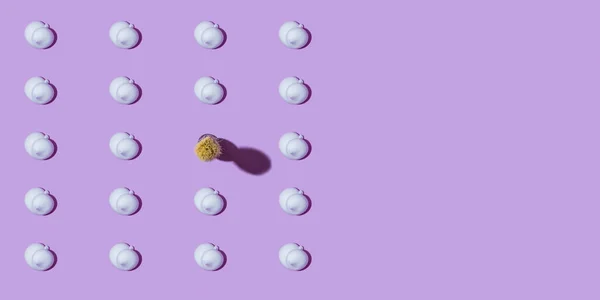Pattern of shaving foam and brush on purple background. Flat lay, Copy space — Stock Image Pattern of shaving foam and brush on purple background. Flat lay, Copy space Stock Image