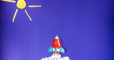 Rocket Launch stop motion Animation. Start up concept of new business project development and launch innovation product on market.