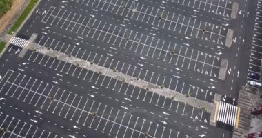 Aerial footage of giant empty parking lot
