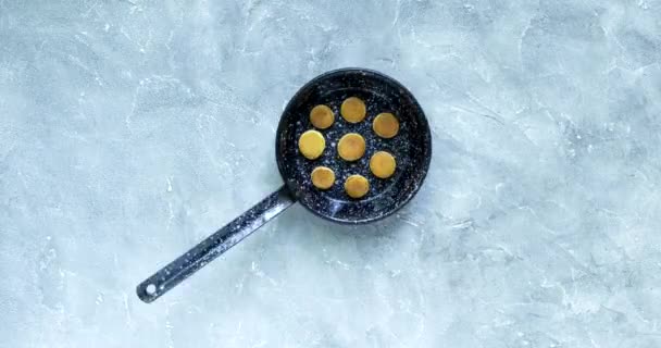 Detener Animación Movimiento Comida Moda Cereal Panqueque Mini Panqueques Cereales — Vídeo de stock