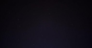 Parıldayan ya da yanıp sönen yıldızlarla gece yıldızlı gökyüzü hareket 4K Zaman Alanı, dünya dönüş evreni alanı, astronomik konsept