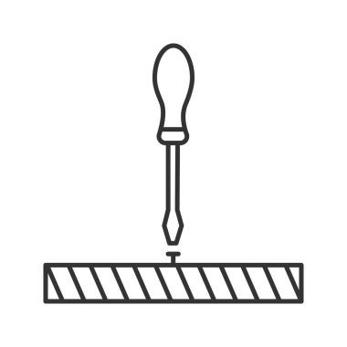 Tornavida, dönüş vida doğrusal simgesi beyaz arka plan üzerinde