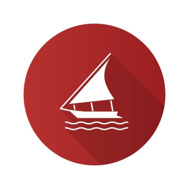 Yelkenli tekne düz tasarım simgesi beyaz arka plan üzerinde