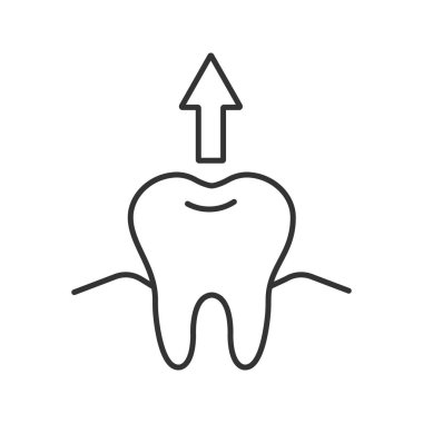 Beyaz arka plan üzerinde diş çıkarma doğrusal simgesi