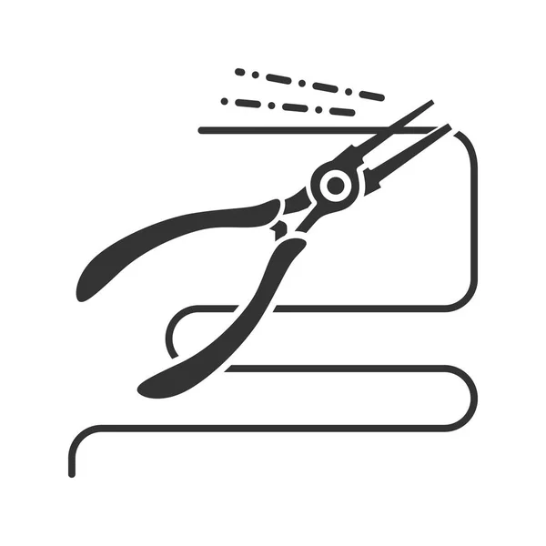 Pinces Nez Rond Coupe Fil Glyphe Icône Sur Fond Blanc — Image vectorielle