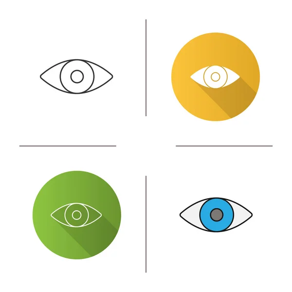 Human Eye Icon Flat Design Linear Color Styles — Stock Vector