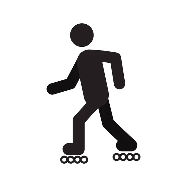 Rollschuhfahrer Silhouette Symbol Auf Weißem Hintergrund — Stockvektor