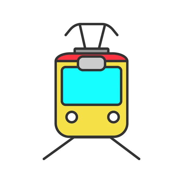 Straßenbahn Farbsymbol Auf Weißem Hintergrund — Stockvektor