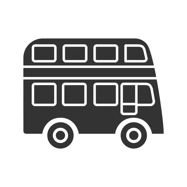 Dubbeldekker Bus Glyph Pictogram Witte Achtergrond — Stockvector