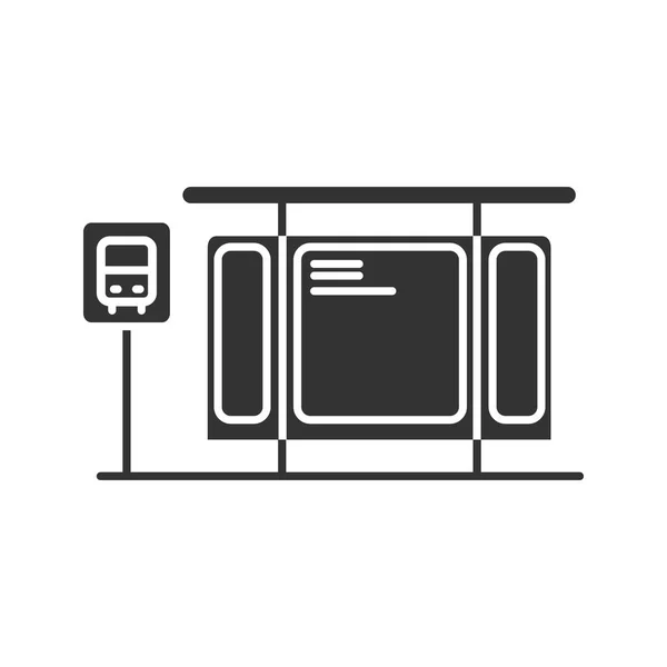 Bus Station Glyph Pictogram Witte Achtergrond — Stockvector