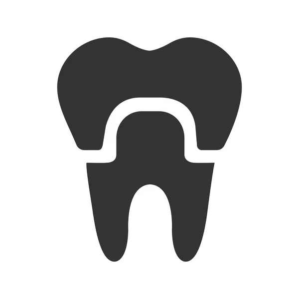 Ícone Glifo Coroa Dental Fundo Branco — Vetor de Stock