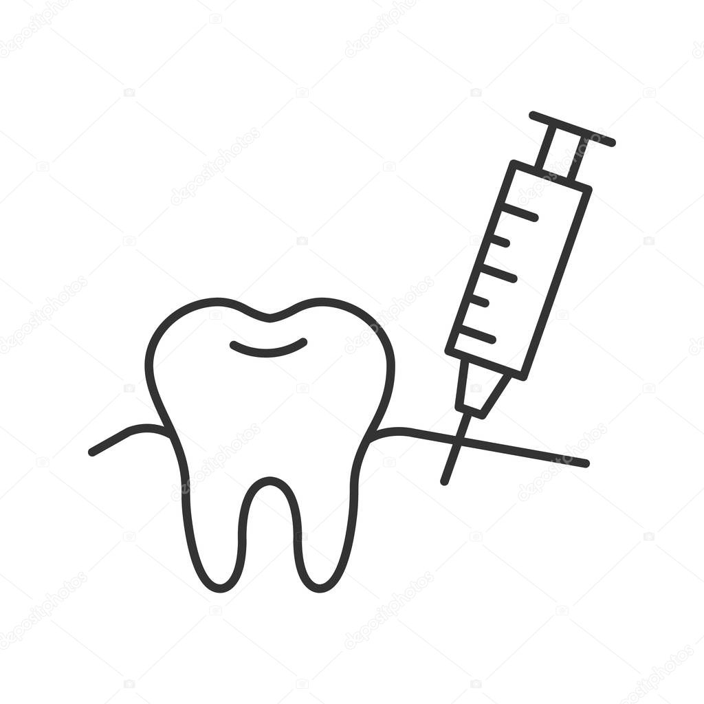 Gum injection linear icon on white background