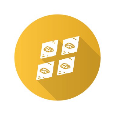 Baklava düz tasarım uzun gölge glif simgesi.