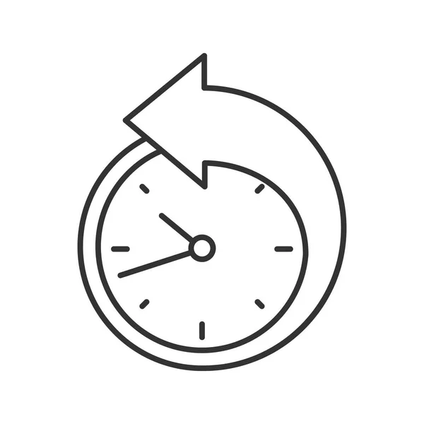Arrière Flèche Autour Horloge Icône Linéaire — Image vectorielle