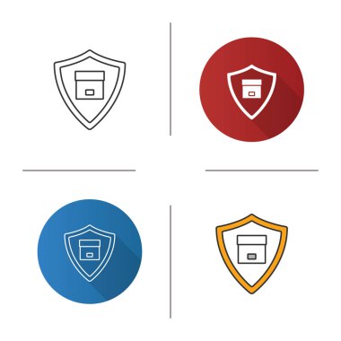 Beyaz arka plan üzerinde izole güvenli teslimat Icon set