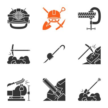 Farklı İnşaat araçları Icons set.