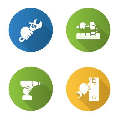 Farklı İnşaat araçları Icons set.