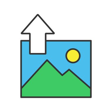 Dijital resim renk simgesi beyaz arka plan üzerinde izole yükleme