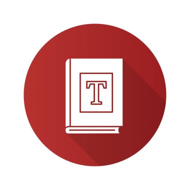 Kitap kapağı yazdırma düz tasarım uzun gölge glif simgesi. 