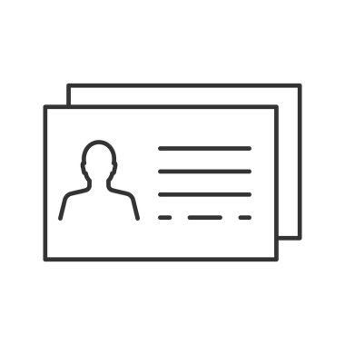 Kartvizit şablon doğrusal simgesi beyaz arka plan üzerinde izole