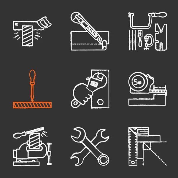 Набор Значков Различных Строительных Инструментов — стоковый вектор