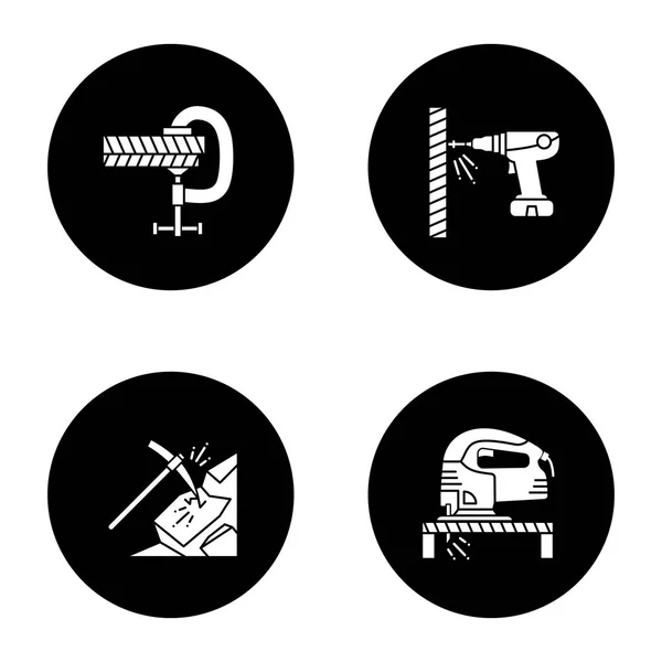 Verschiedene Symbole Für Bauwerkzeuge — Stockvektor