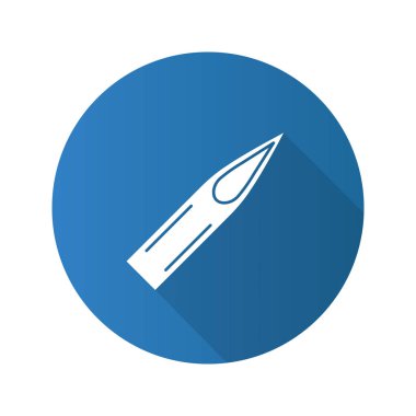 Dövme iğne ucu düz tasarım uzun gölge glif simgesi.