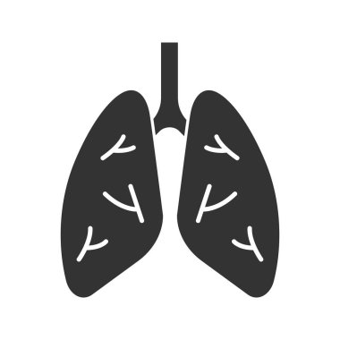 İnsan akciğerleri glif simgesi. Solunum sistemi anatomisi. Siluet simge. Negatif alan. İzole vektör çizim
