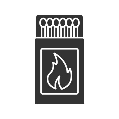 Matchsticks glif simgesi olan açık kibrit kutusu. Siluet simge. Negatif alan. İzole vektör çizim