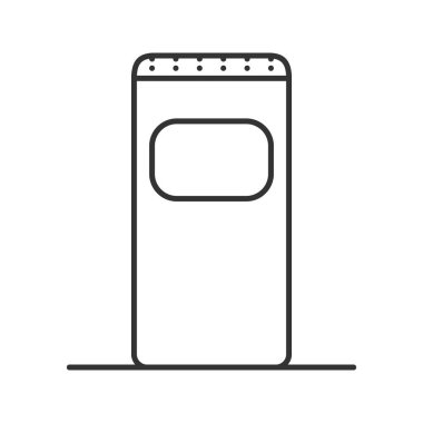 Çöp kutusu doğrusal simgesi. İnce hat illüstrasyon. Çöp kutusu. Atık konteyner. Kontur sembolü. Çizim vektör izole anahat