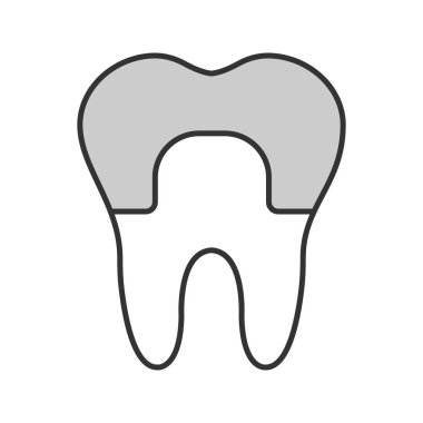Diş crown renk simgesi. Diş restorasyon. İzole vektör çizim