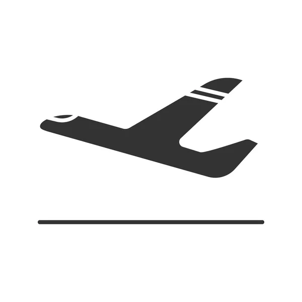 Flugzeug Abflug Glyphen Symbol Flugzeug Hebt Silhouette Symbol Negativer Raum — Stockvektor