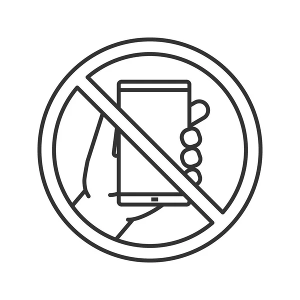 禁止使用手机线图标符号 没有智能手机禁止 细线插图 停止轮廓符号 矢量隔离轮廓图 — 图库矢量图片