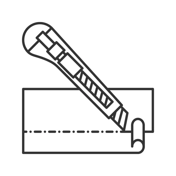 Cuchillo Papelería Corte Icono Lineal Papel Cortador Ilustración Línea Delgada — Archivo Imágenes Vectoriales