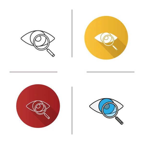 Eye Magnifying Glass Icon Eye Test Vision Examination Flat Design — Stock Vector