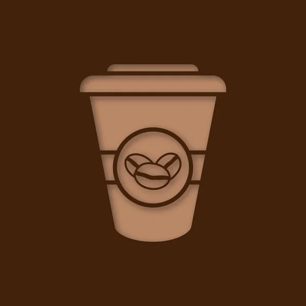 咖啡去剪纸图标 一次性咖啡杯盖 矢量剪影隔离插图 — 图库矢量图片