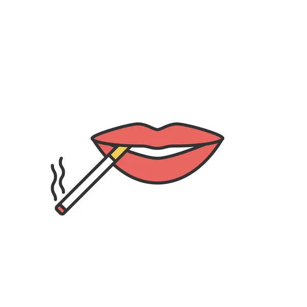 口色アイコンでタバコ 喫煙肯定的な概念 分離ベクトル図 — ストックベクタ