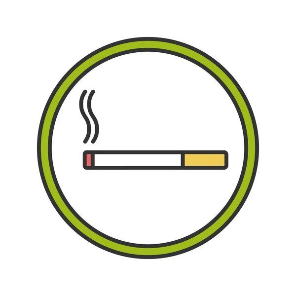 Farbsymbol Für Raucherbereich Kreis Mit Brennender Zigarette Drinnen Isolierte Vektorabbildung — Stockvektor