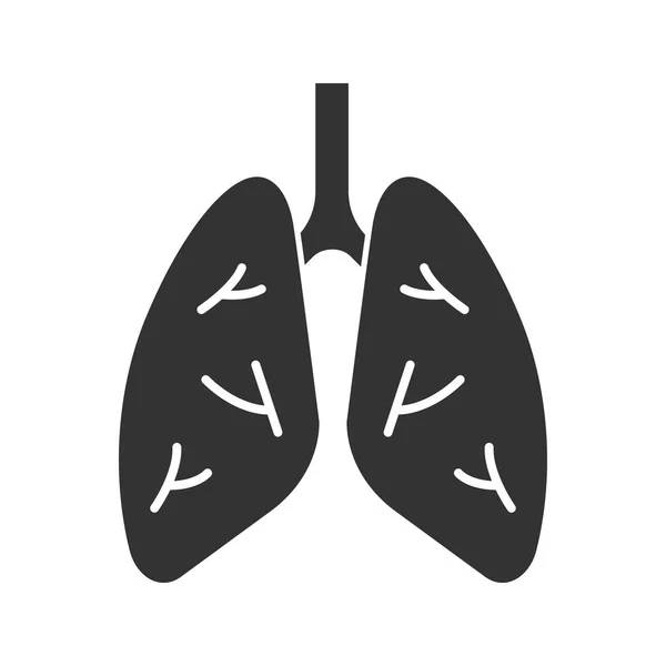 Human Lungs Glyph Icon Respiratory System Anatomy Silhouette Symbol Negative — Stock Vector