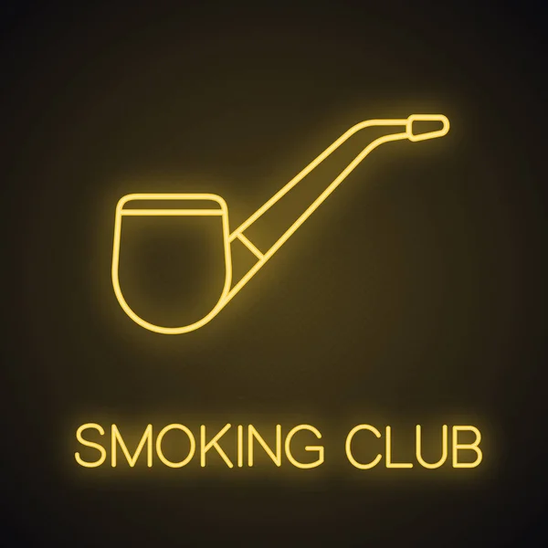 Tabak Pijp Neon Licht Pictogram Roken Club Gloeiende Teken Vectorillustratie — Stockvector