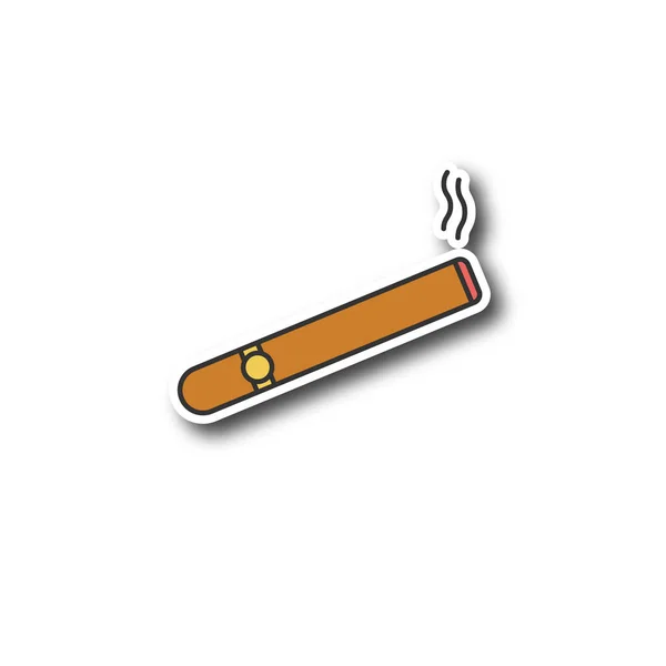 Brennendes Zigarrenpflaster Zigarette Raucherbereich Farbaufkleber Vektor Isolierte Abbildung — Stockvektor