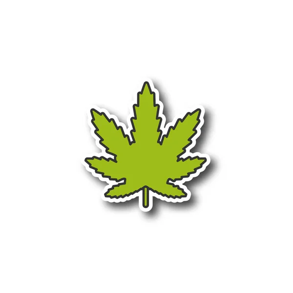 Marihuana Blad Flard Cannabis Marihuana Kleur Sticker Vectorillustratie Geïsoleerd — Stockvector