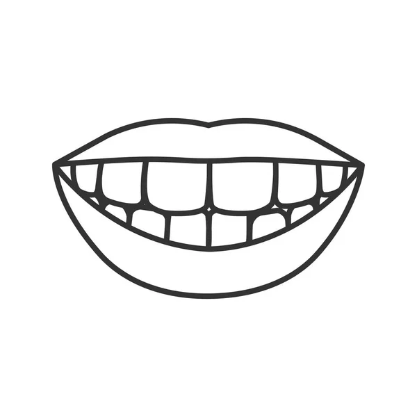 Belo Sorriso Com Dentes Saudáveis Ícone Linear Ilustração Fina Símbolo —  Vetores de Stock